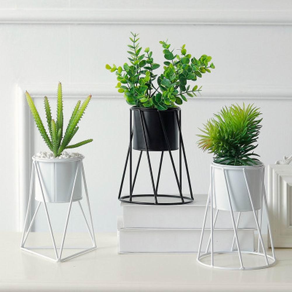 Flower Pot Holder Geometric Metal Durable Indoor Garden Plant Holder Display Planter Iron Flower Stand Gardening Supplies Stand