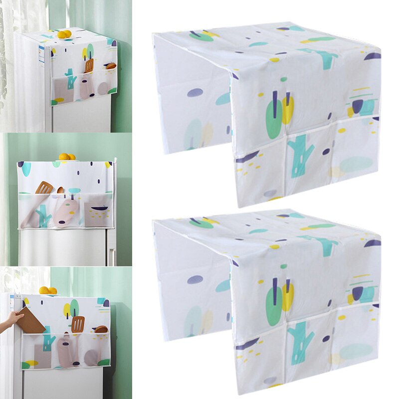 1/2pcs Dustproof Mat for Home Appliances Fridge Washing Machine Dust Cover with Storage Pockets HKS99