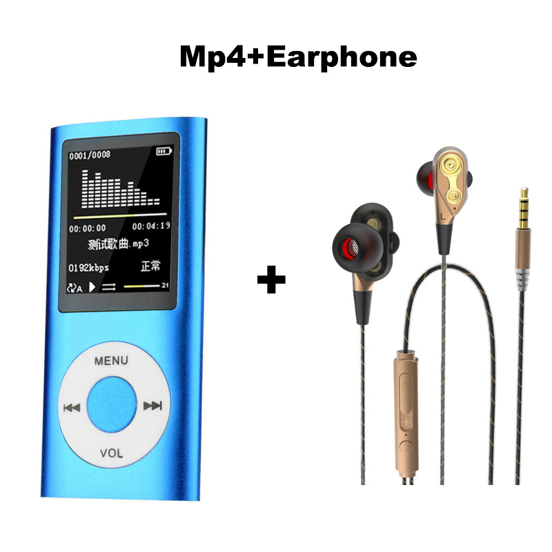 For IPod Style Portable 1.8" LCD MP3 MP4 Music Video Media Player FM Radio Portable Colorful MP3 MP4 Player Music Video: blue MP4 earphone