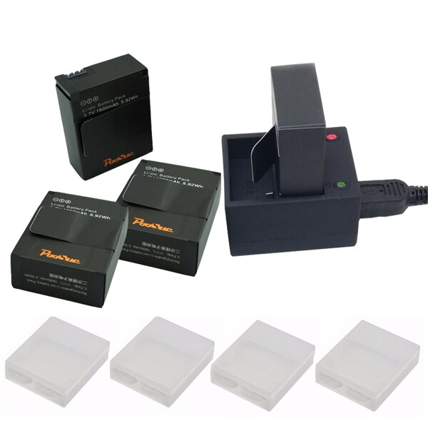Baterías de AHDBT-301 de 3,7 V + cargador Dual USB para Gopro Hero3, batería AHDBT 302 Go Pro 3, color negro: 4battery charger