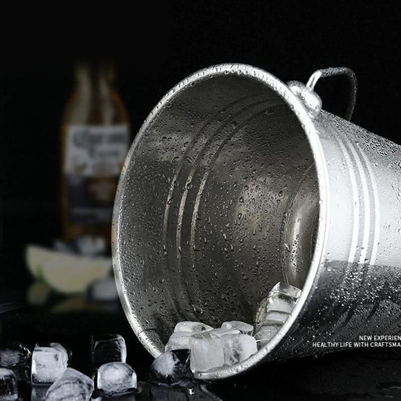 Stainless Steel Ice Bucket Portable Ice Chiller Cooler with Handle Ice Cube Container for Wine Champagne Beer Without Borneol