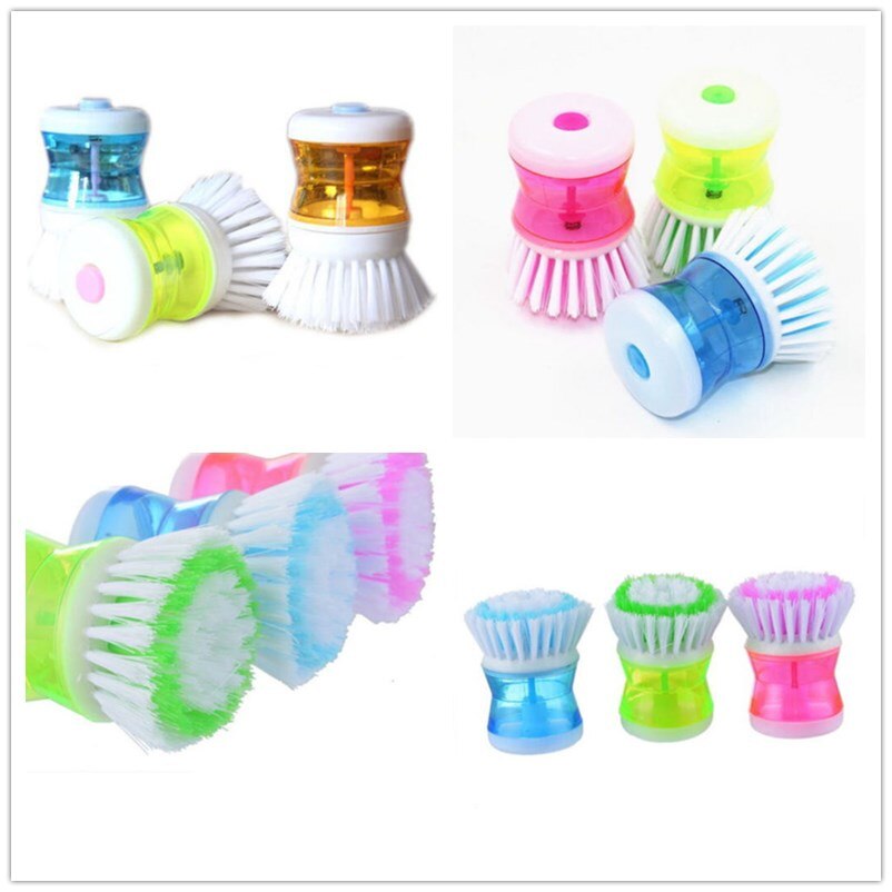 Home Kitchen Washing Utensils Pot Dish Brush With Washing Up Liquid Soap Dispenser Wash Pot Brush