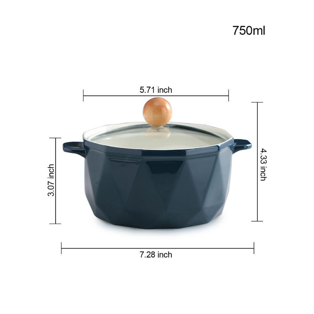 Keramisk bolle med stor kapasitet, keramisk stekepanne/skål, pastabolle, stor suppeskål, husholdnings keramikkskål, bærbar bolle: Blå