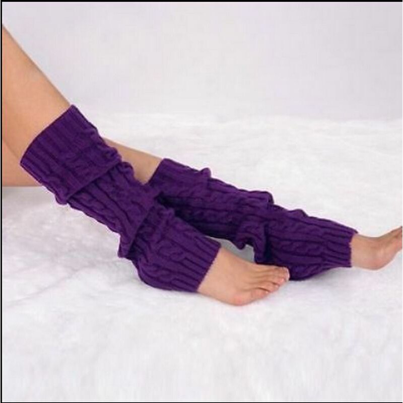 Winter Women Warm Knitted Leg Warmers High Knee Leg Warmers Crochet Leg Warmers Casual Pure Color Leg Warmers