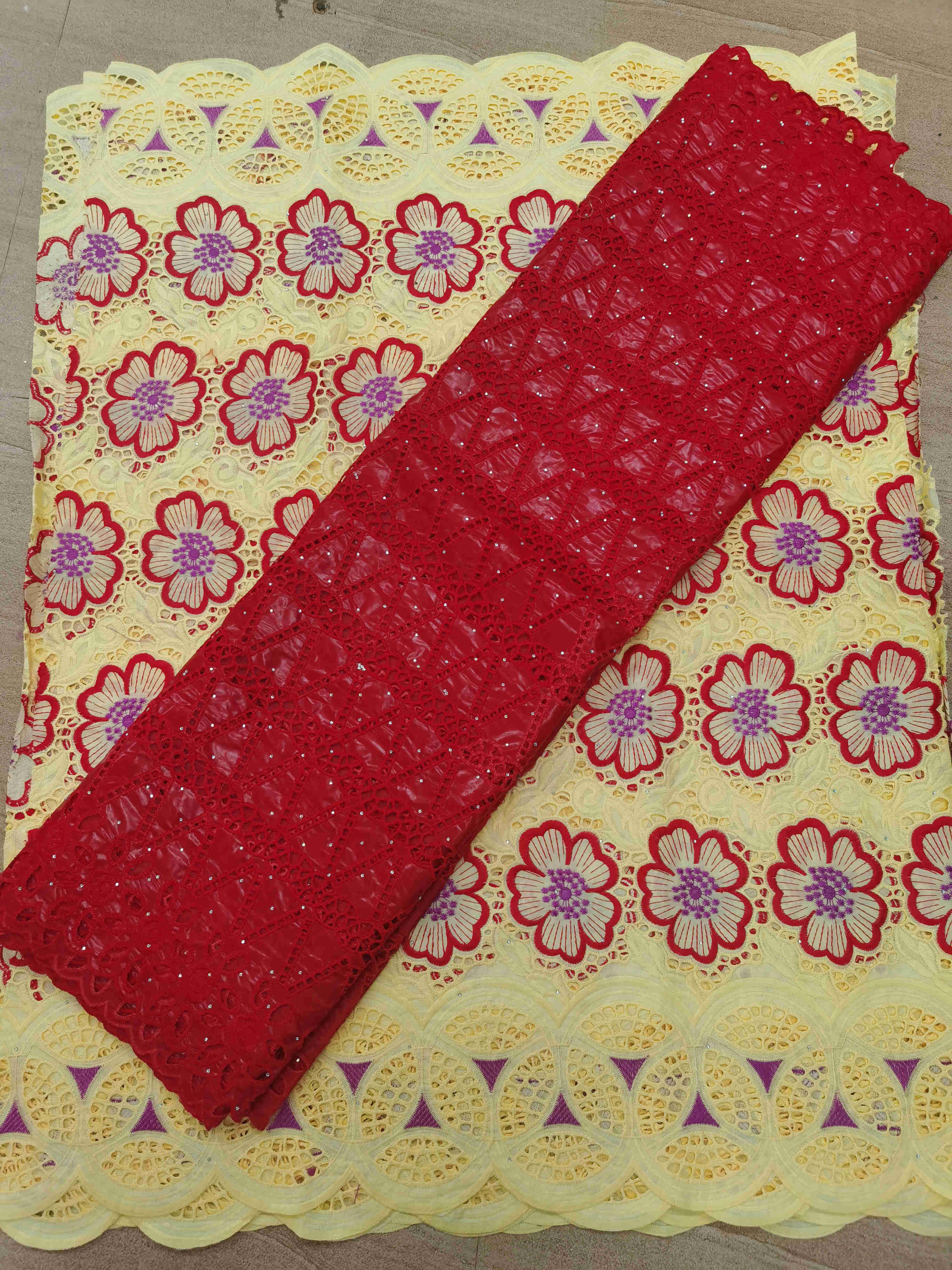 2.5 y tissus en dentelle suisse,  +2.5 y bazin brode riche broderie africaine, 100%  tissus en coton, voile suisse en dentelle populaire de style dubaï: 12