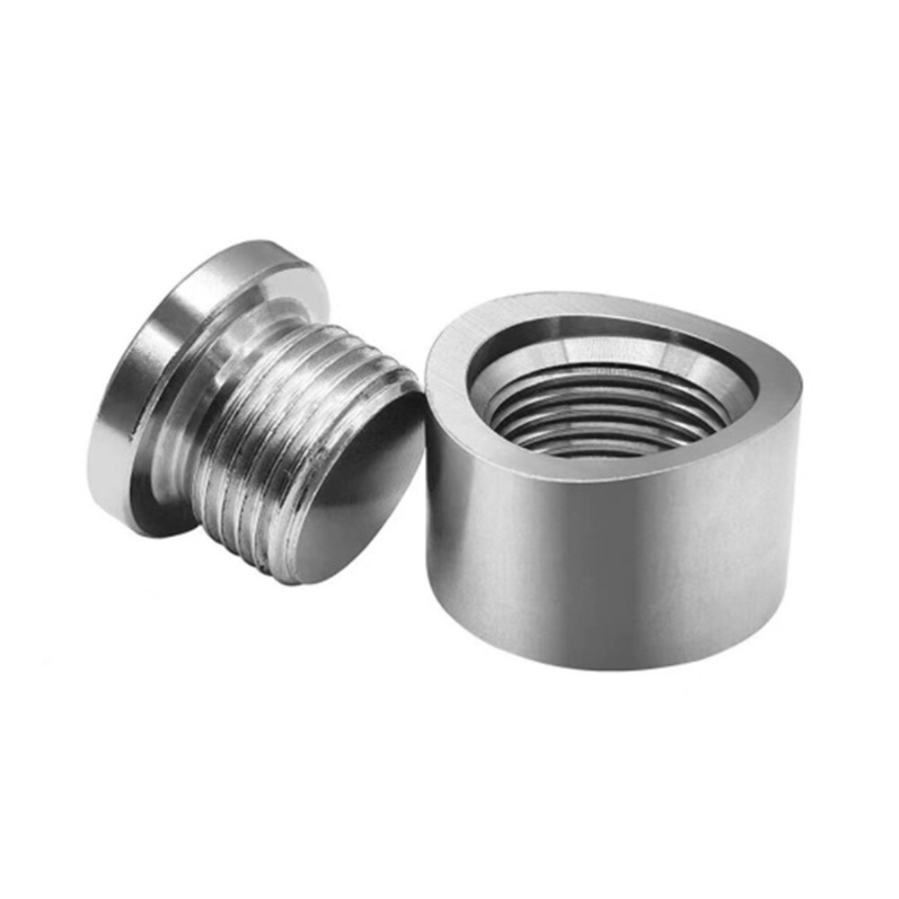 Auto Oxygen Sensor Bung with Gasket Stepped Mounting Plug Nut Kit with Gasket Fitting Bung M18x1.5 for Oxygen Sensor