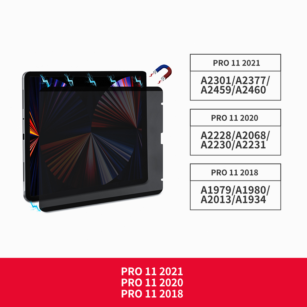 Pellicola salvaschermo magnetica per iPad mini 6 iPad pro 12 9 11 aria 4 10.2 7th 8th anti-spiare anti-sbirciare pellicola rimovibile: Pro 11 2018-2021