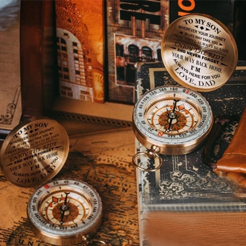 Engraved Compass Dad To Son Enjoy The Ride Comapss Brass Luminous Compass Groomsmen Anniversary Valentines Family