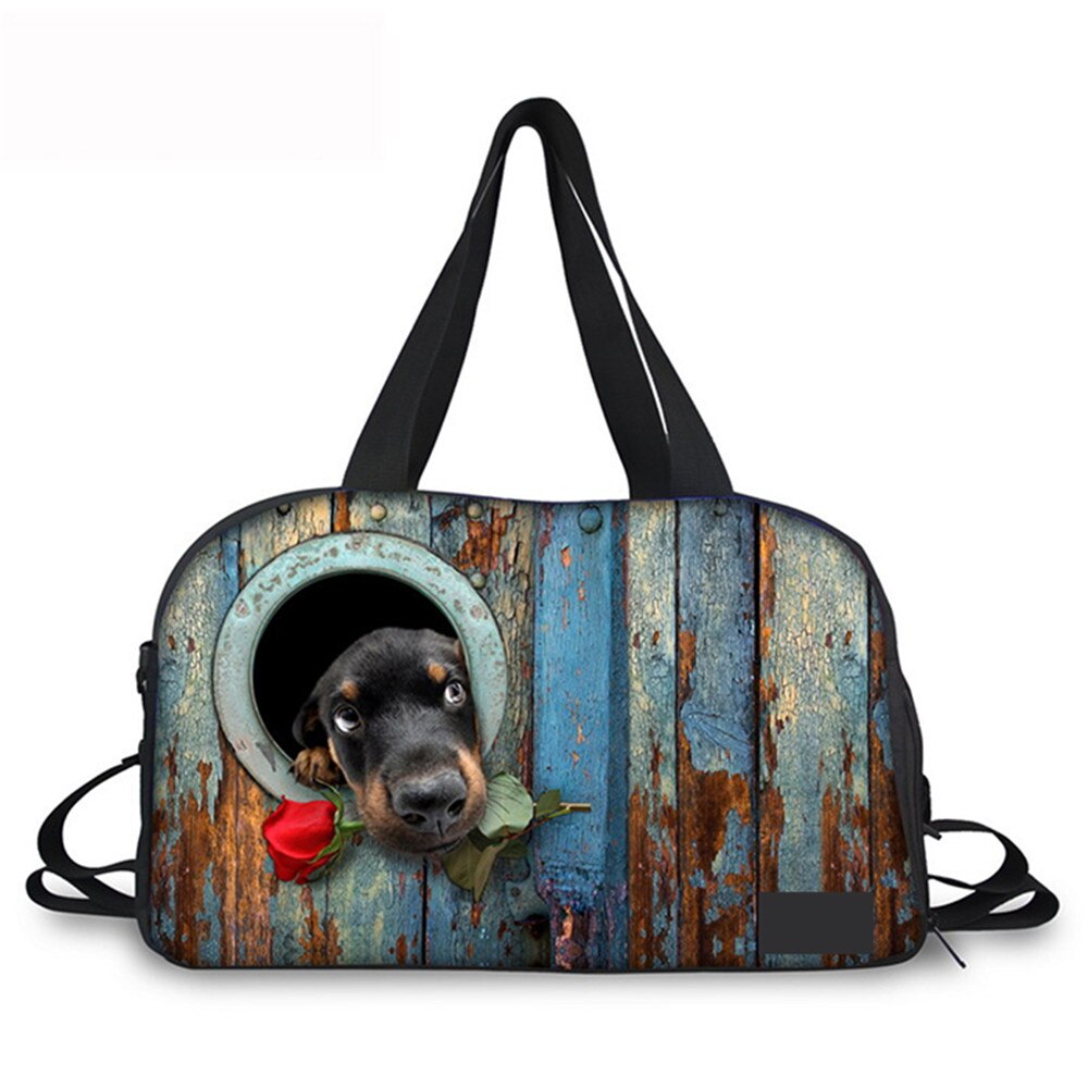 Diseños extravagantes 3D para perros con patrón de rosas impresas, bolsa de viaje de gran capacidad, informal, para equipaje de mano, de viaje, fin de semana: C0174T