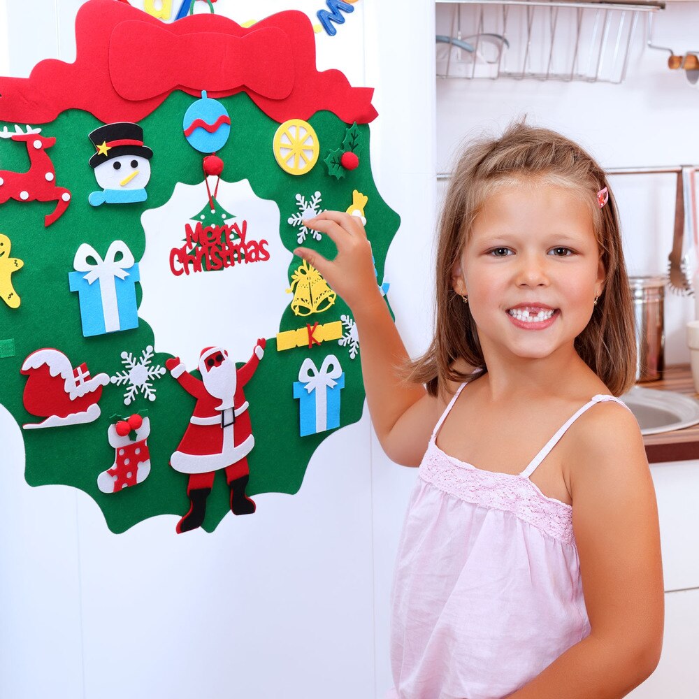 1Pc DIY Christmas Handcraft Party Prop Decor Pendant Wall Ornament Felt Tree for Bar Office