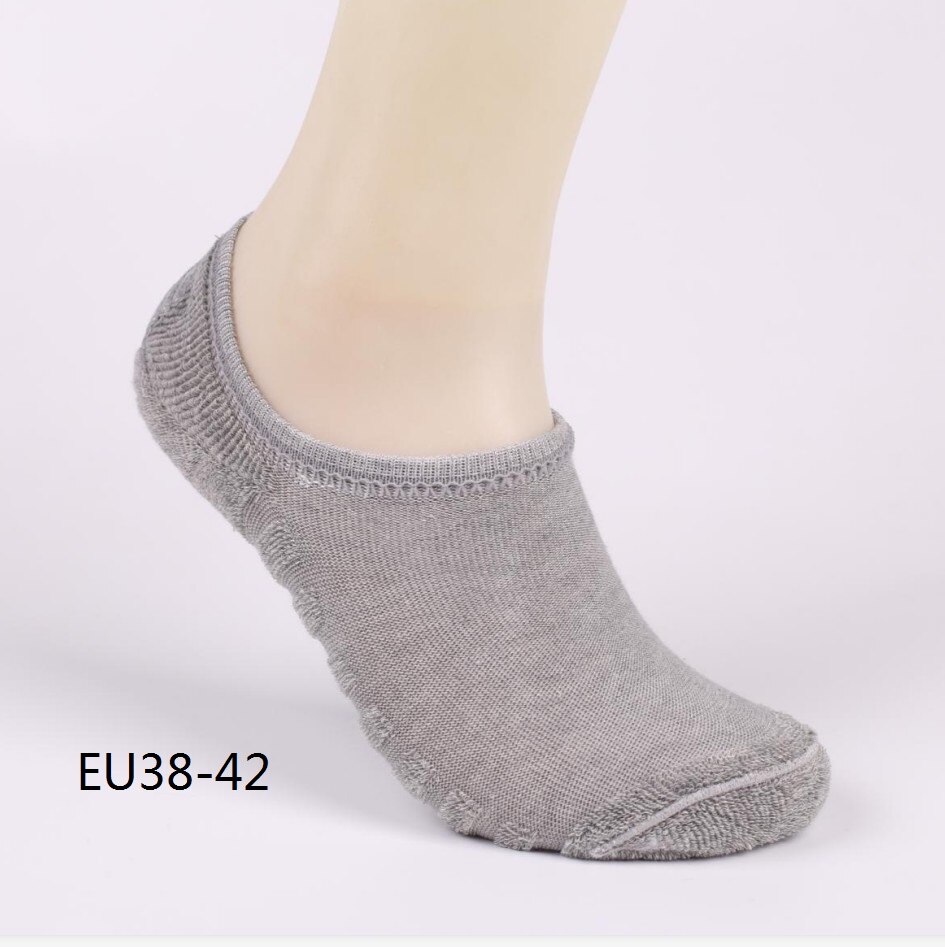 Chaussettes style serviette, invisible, pour homme, 6 pièces (3 paires), 3 couleurs/lot, matière coton, rayures, semelles anti-dérapantes, , , grande taille EU 43-46: GRAY
