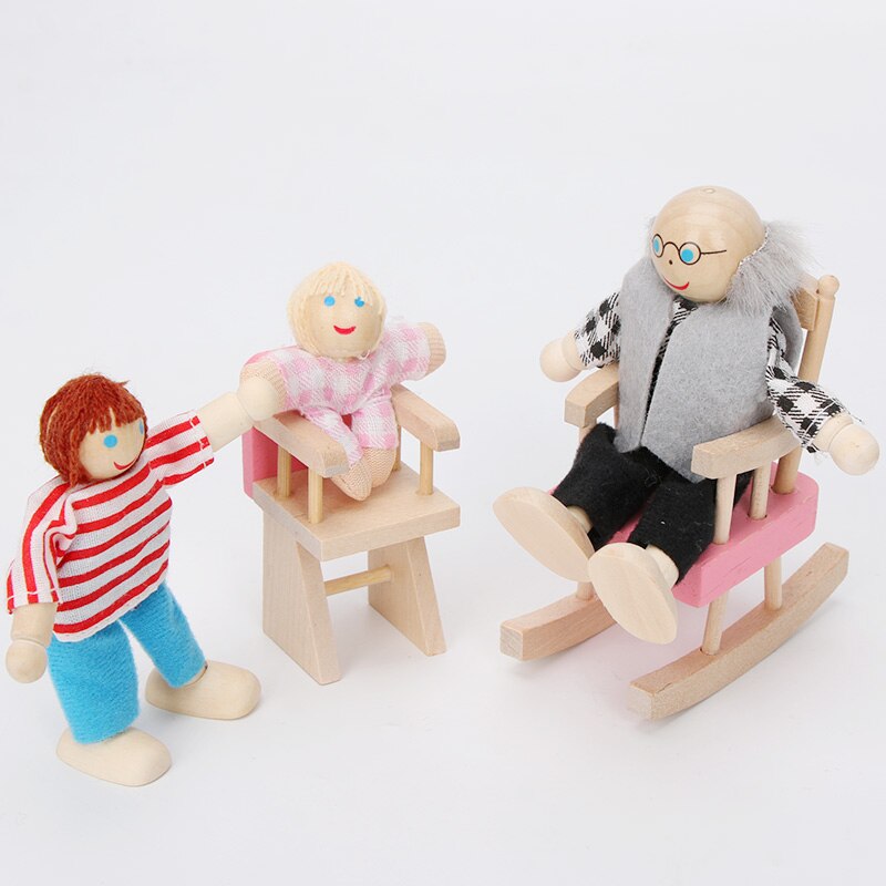 Wooden Delicate Dollhouse Furniture Toys Set Pretend Play Simulation Furniture Toy Dressed Pretend Dolls