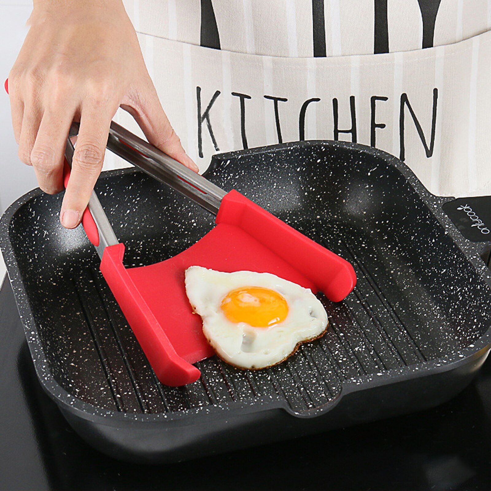 Kitchen Spatula Tongs 2 in 1 Heat Resistant Non-Stick Food Tongs for Frying Cooking Barbecue