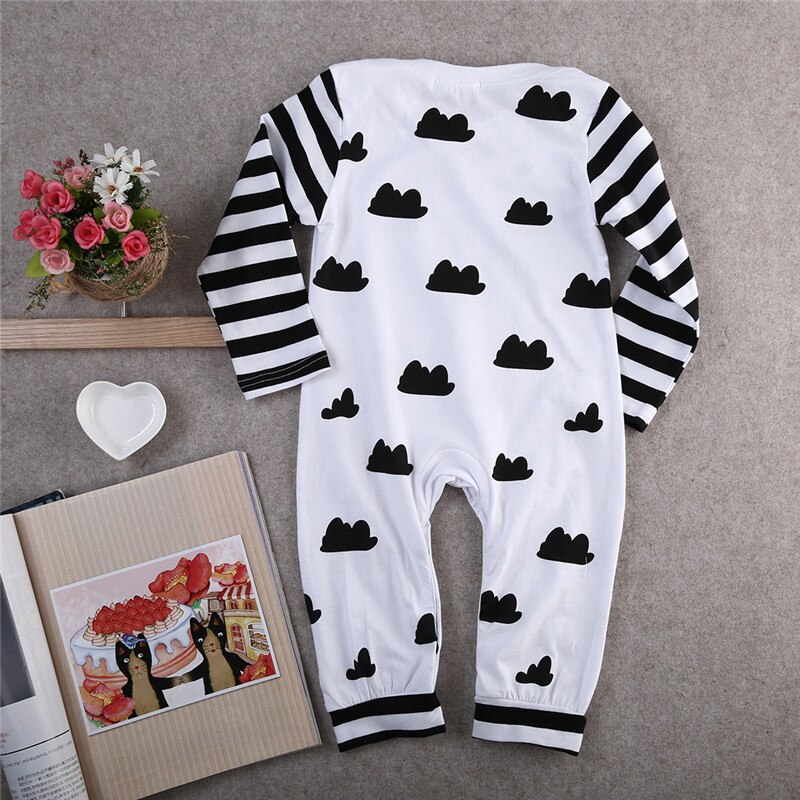 lindo bebé recién nacido mono niño Bebé Ropa a rayas de manga larga cuello redondo de algodón Casual impreso Romper trajes 0-18M