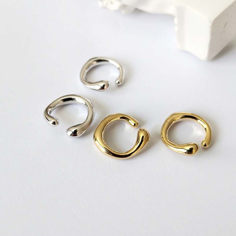 Genenic Solid Gold Ohrringe Ohne Piercing Geometrische Runde Ohr Manschette Minimalistischen Knorpel Ohrringe Für Frauen Einfache Schmuck