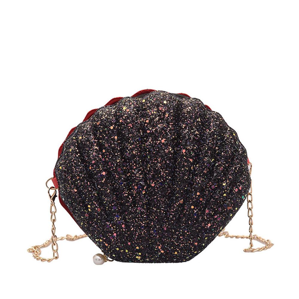2020 nova corrente sequined bolsa de ombro para as mulheres bolsas de couro do plutônio bonito concha forma bolsa mini bolsa bolsa feminina saco do mensageiro