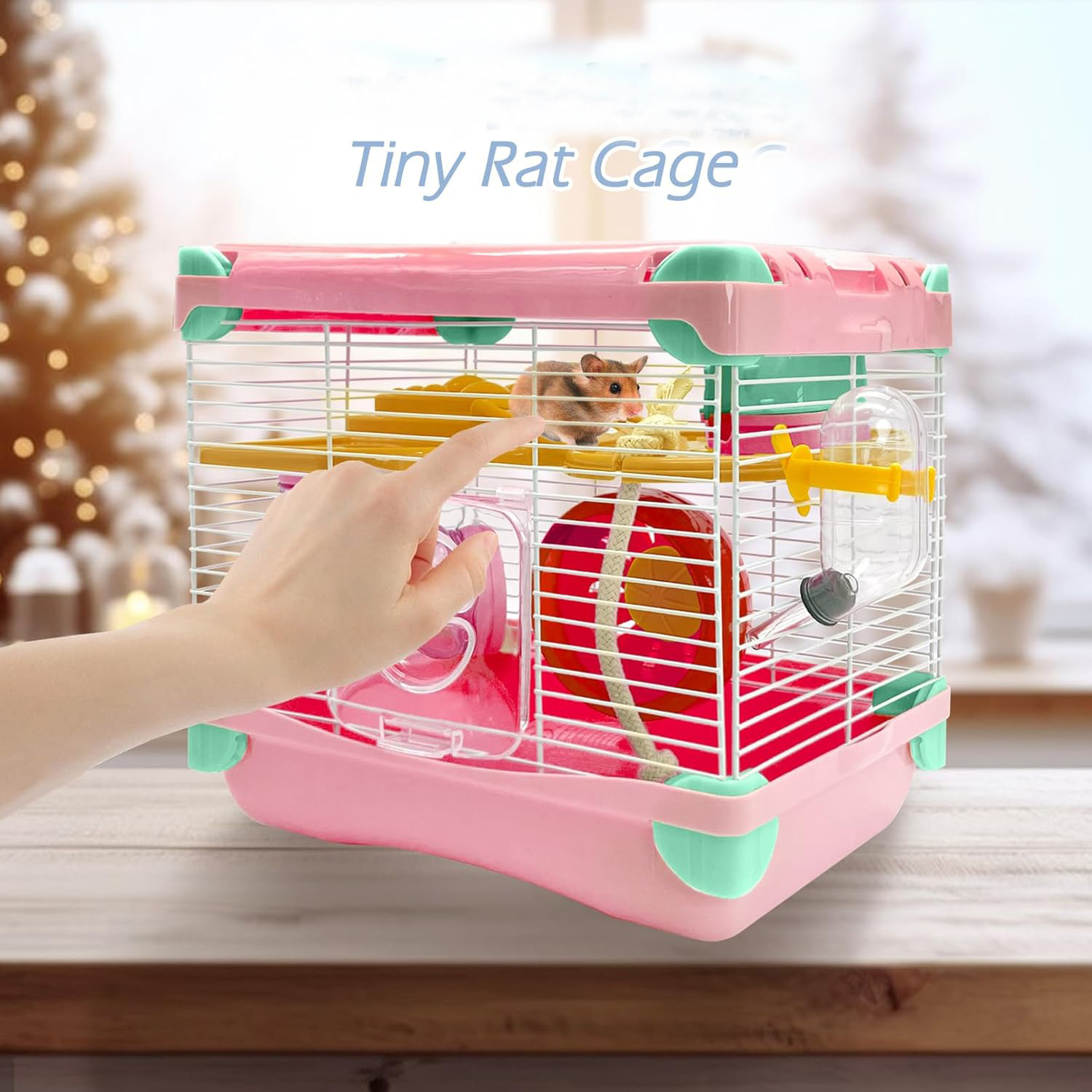 Gabbia per criceti portatile 2 strati habitat per criceti nani Gabbia da viaggio piccola con ruota per esercizi Custodia per criceti Gabbia per topo per cavalli