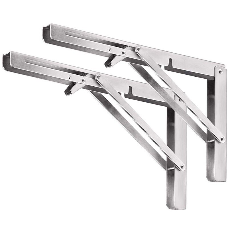 Heavy Duty Folding Shelf Brackets, 2Pcs Stainless Steel Collapsible Shelf Bracket with Mounting Screws for Table Work Bench, Spa: Default Title