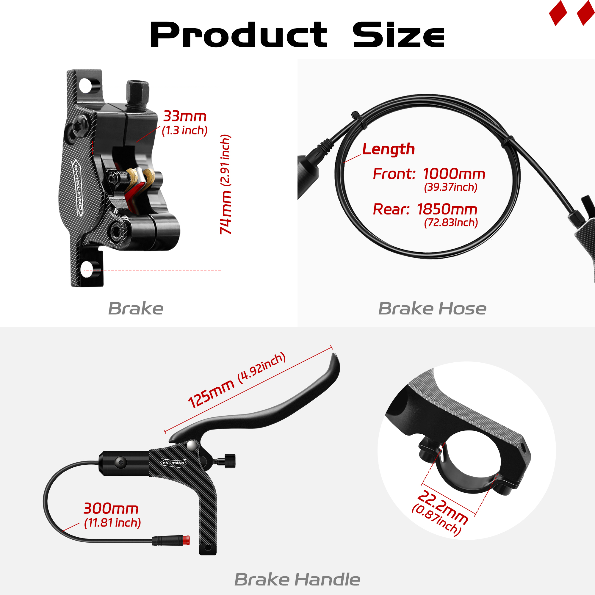 DYISLAND LD200 2 Kolben E-Fahrrad Hydraulische Scheibenbremse einstellen 2Stift Energie aus Elektrische Fahrrad Hydraulische Scheibenbremse Mit Montage Werkzeug