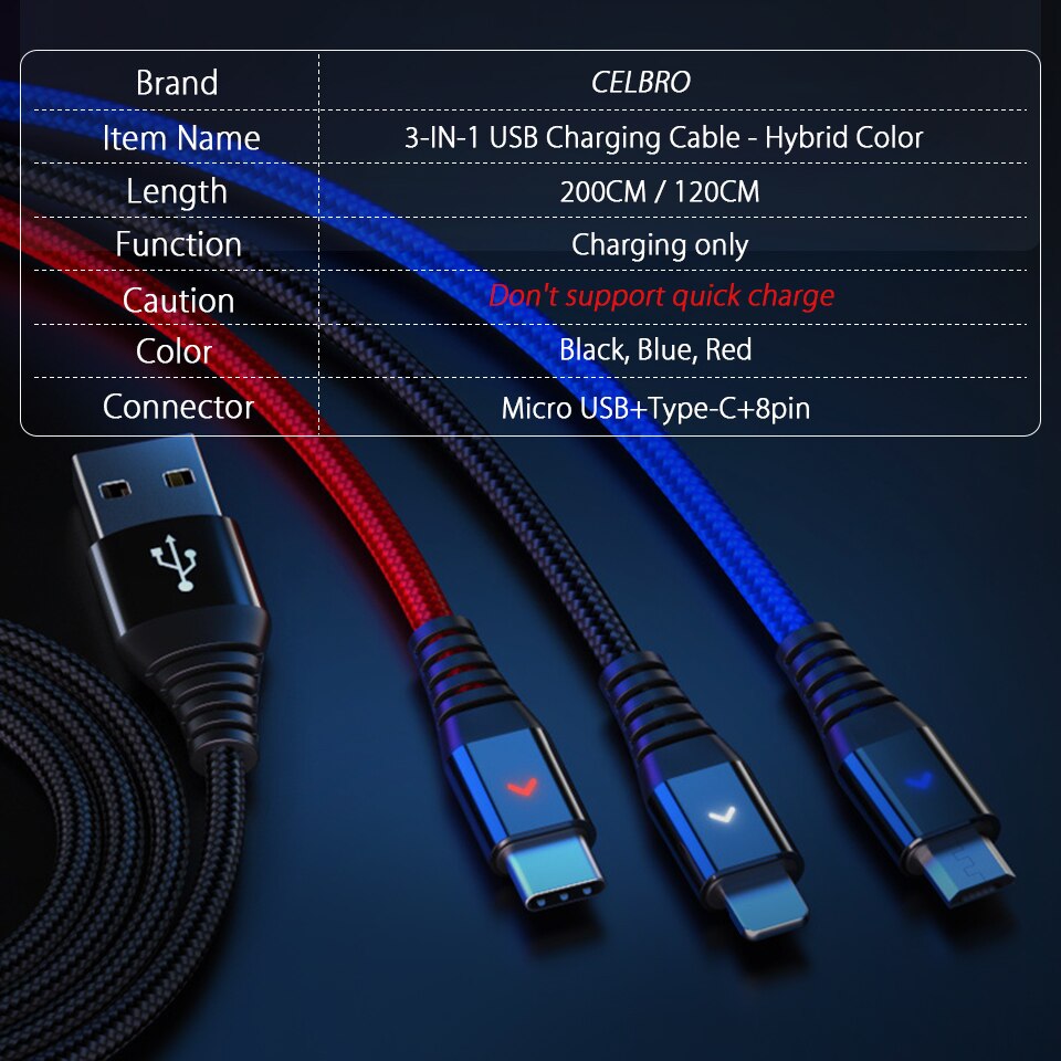 3.5a 3 em 1 tipo de cabo usb do diodo emissor de luz cabo de c microusb o telefone que carrega o cabo micro usb c multi tipo-c cabo do telefone para huawei p30 pro lite