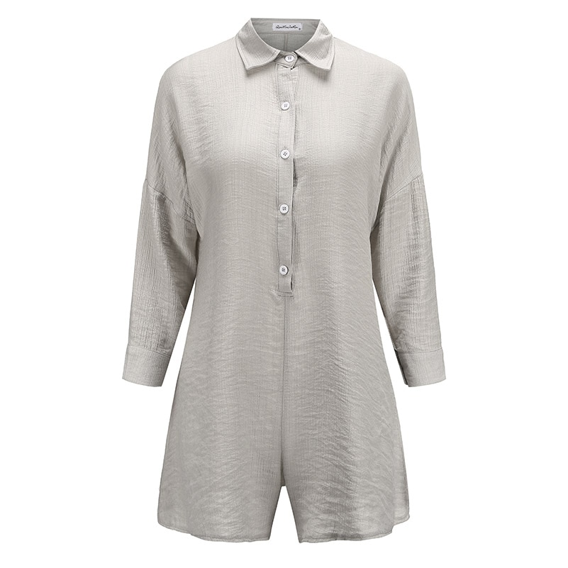 Yinlinhe-mono holgado de verano para mujer, traje de manga larga informal con botones, traje corto bohemio para playa, 970