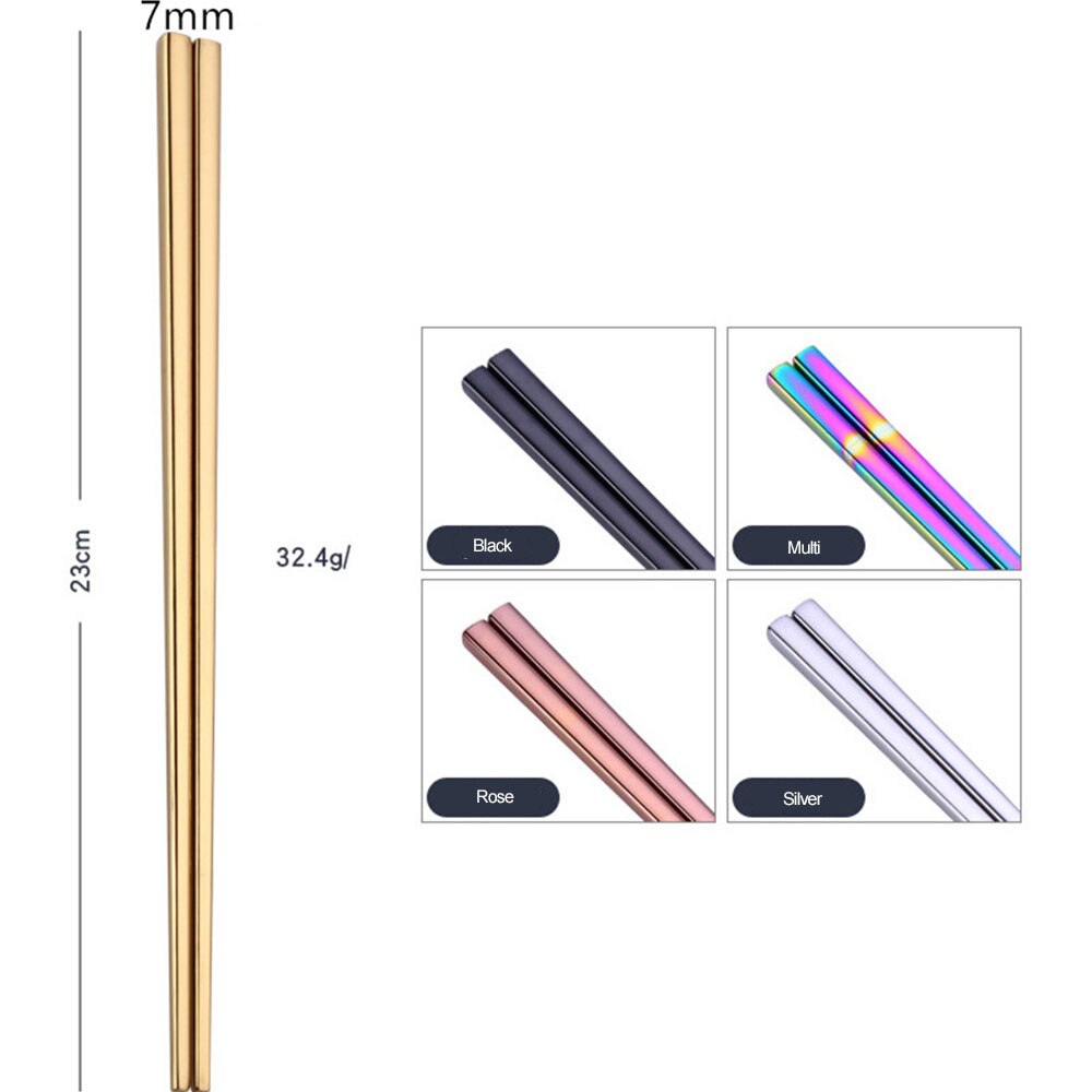 Visuelt touch 1 par rustfrit stål spiser spisepinde farverigt metal kinesisk stil spisepinde farverigt køkken bordservice indretning