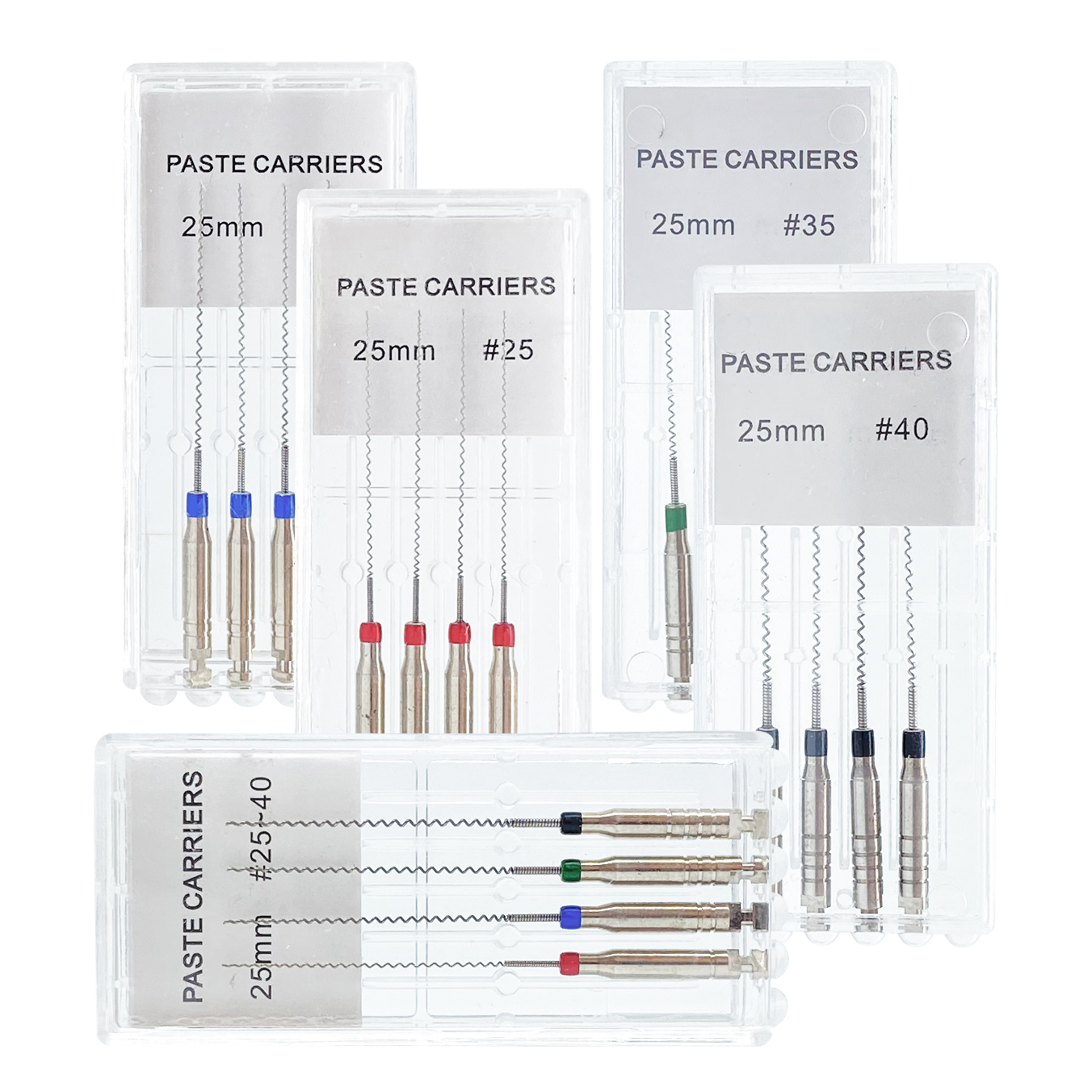 1 caja de soportes de pasta Dental, relleno de raíces Lentulo 21mm 25mm surtido # 25-40 Limas de endodoncia Instrumentos dentales Canal Espiral