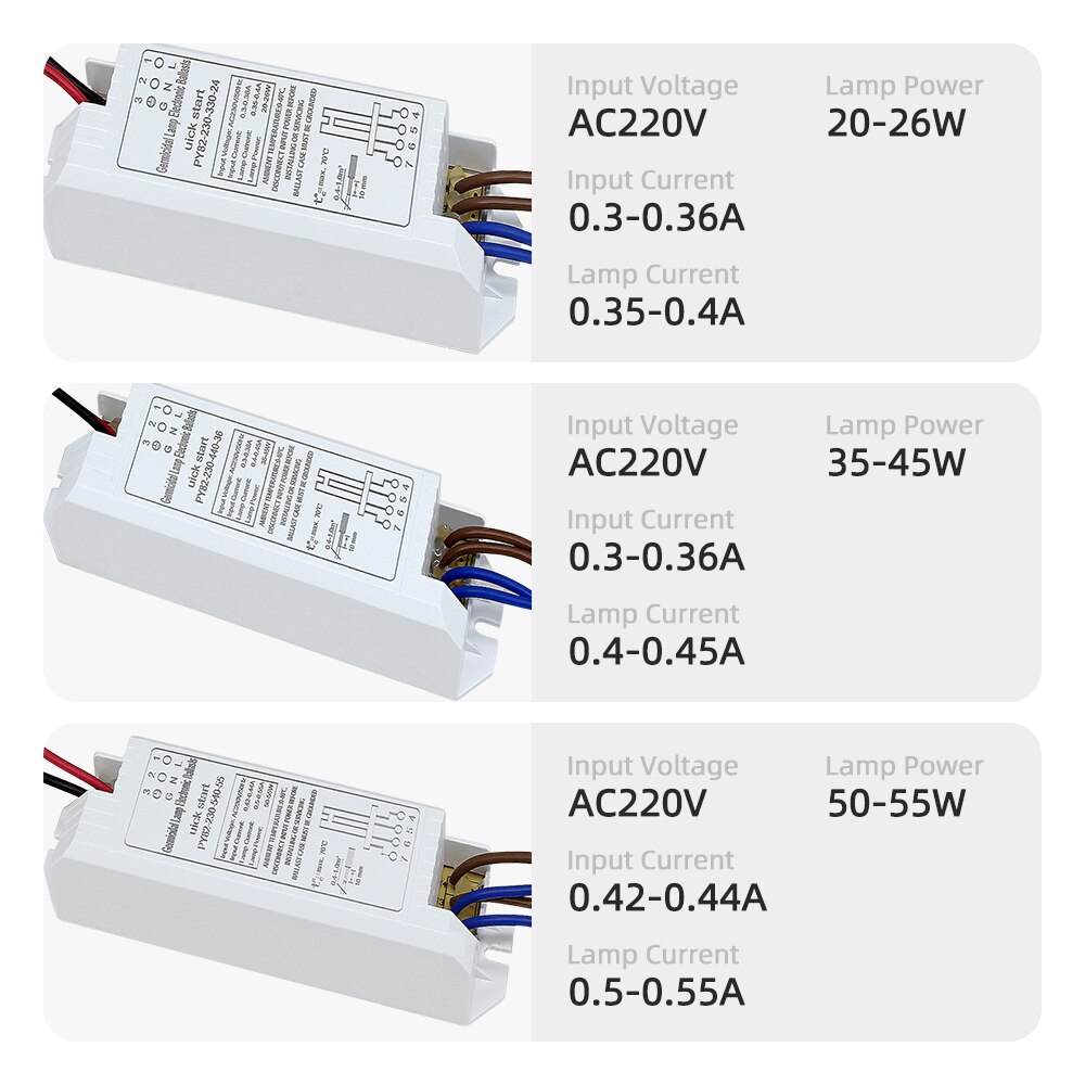 Ballast de lampe germicide à ultraviolets 2G11 ac 220v, Tube de lampe UV 4-18W 24W 36W 55W, Ballast électronique universel, lampe de stérilisation UVC