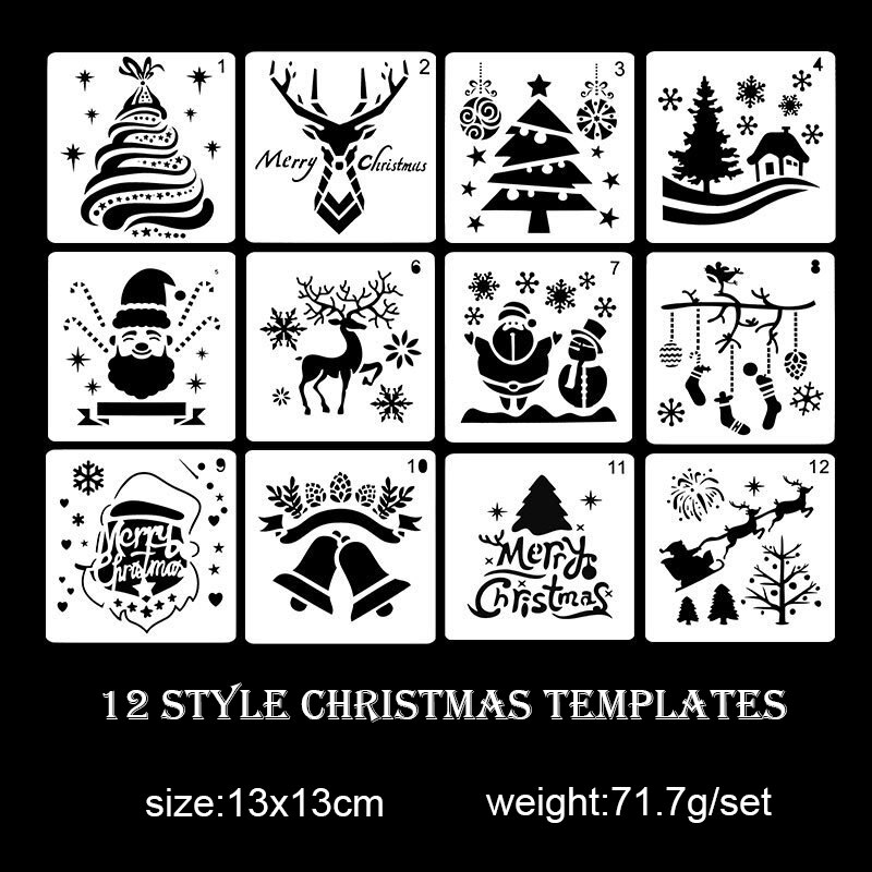 12 sortes de sapin de noël Elk enfants outils éducatifs joyeux Christma dessin modèle thème planche à dessin peint: 12 Style
