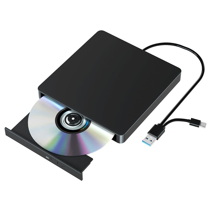 Externes CD-DVD –/+RW optisches Laufwerk USB 3.0 Typ C Tragbarer CD-DVD-Player-Brenner für PC Laptop Computer Windows 11/10/8/7 MacOS: Default Title