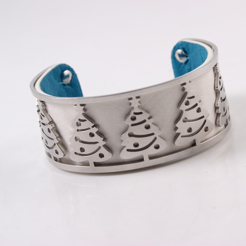 Árvore da vida pulseira de aço inoxidável ajustável georgette bangles intercambiáveis pulseira de couro para presente de jóias femininas: white tree