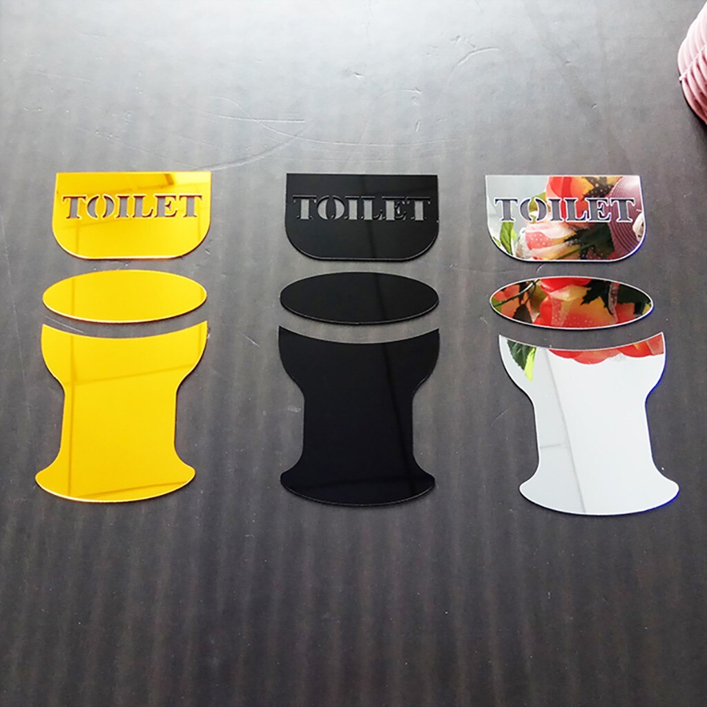 Toilette salle de bain conseils miroir autocollants bricolage personnalité 3D Stickers muraux brillant acrylique Wc toilette porte signe rapide
