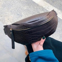 Crocodile Pattern PU Leather Waist Bags For Women Solid Color Funny Packs Ladies Belt Bags For Phone Female Funny Pack