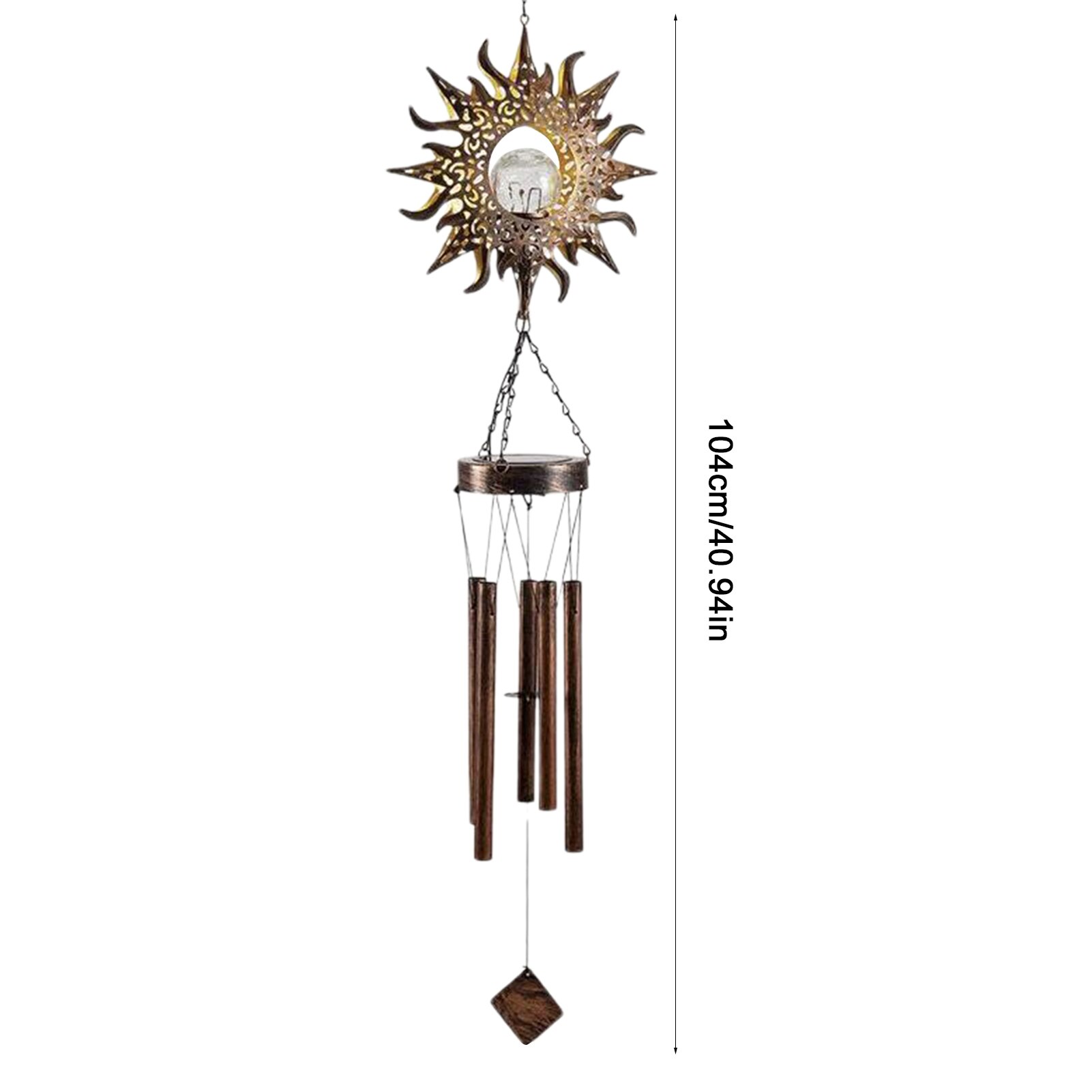 Solar Ramadan Moon Sun Wind Chimes Garden Waterproof Iron LED Light Wind Chime Home Garden Yard Decoration Windchimes