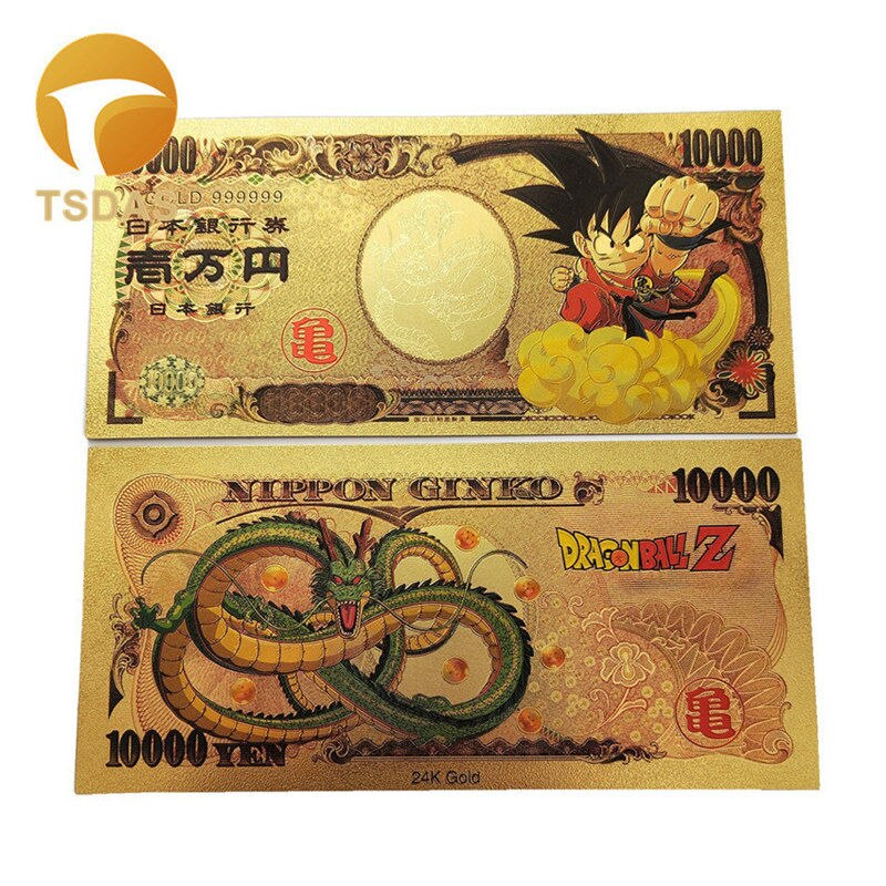 A coleção colorida da cédula do ouro caçoa presentes japão dos desenhos animados a cédula japonesa 1000000 24k chapeou ouro dinheiro falso: 3