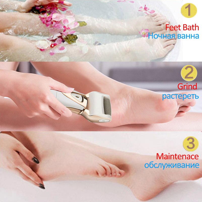 Limas eléctricas para pedicura de pies callos producto para eliminar la piel muerta limas eléctricas para pedicura de piernas limas para pies una herramienta de pedicura para Legscare + bolsa de maquillaje