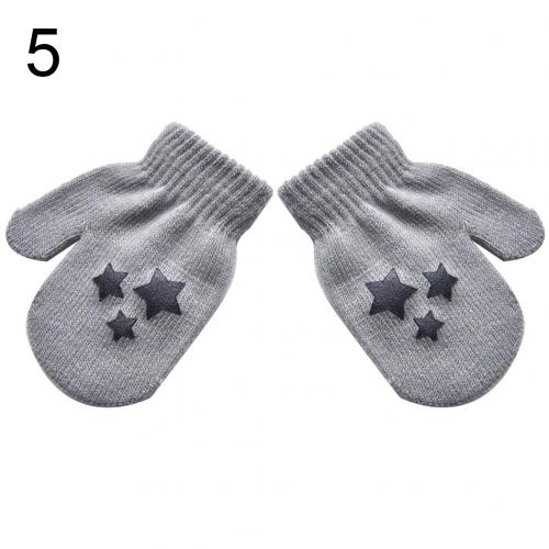 1 par vinterfødte baby anti-ridse handsker stjerne hjerte print strikkede vanter: 5