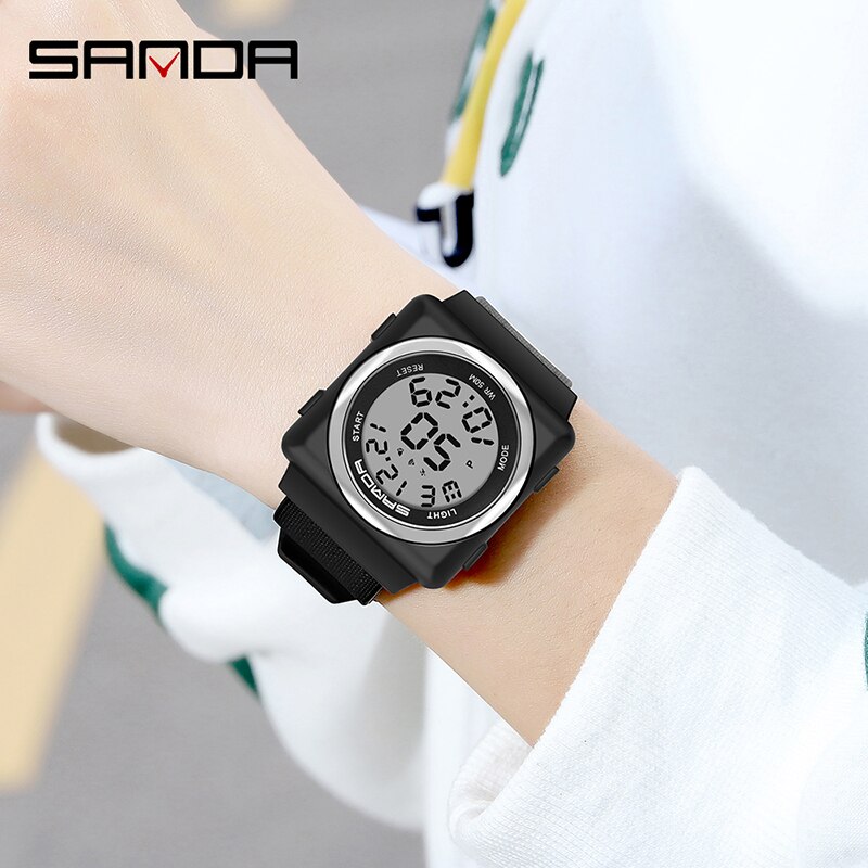 Sanda herre sportsur kronograf herre ur top vandtæt nedtællingsur digitalt armbåndsur relogio masculino