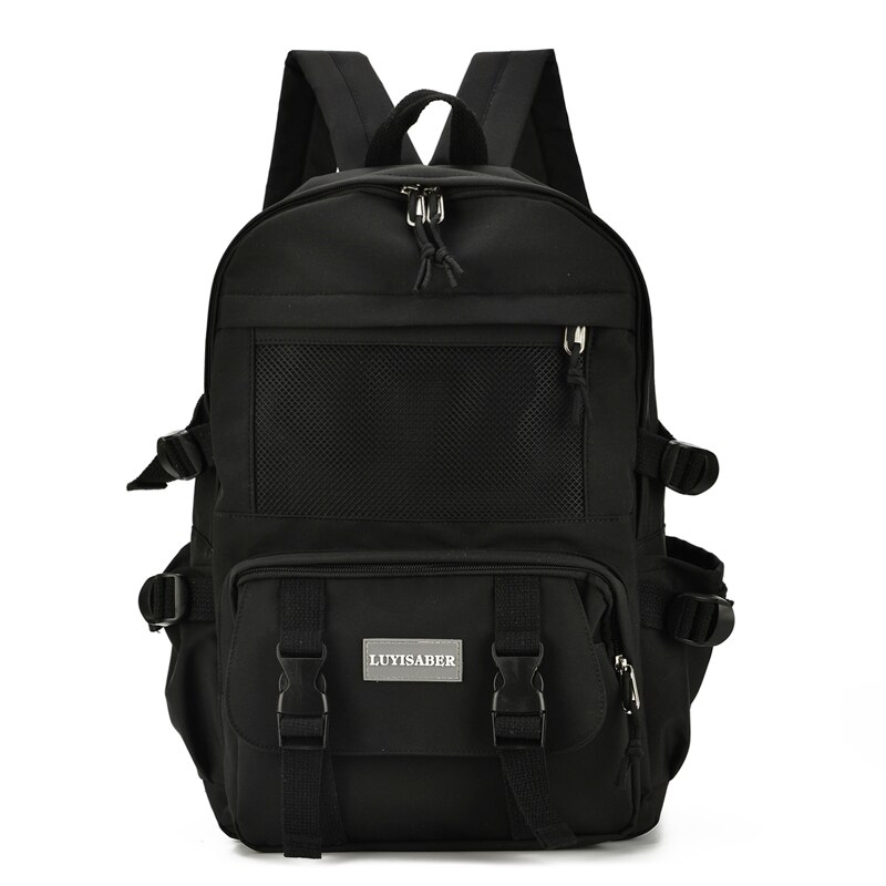 Crossten waterproof nylon women's backpack girls' travel high capacity student bookbag men's black laptop backpack: Black