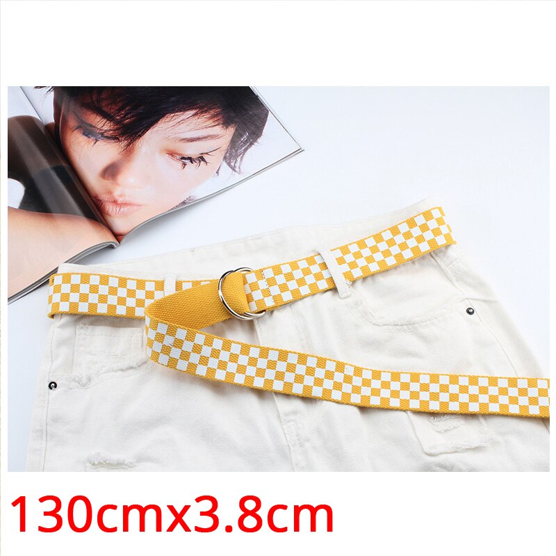 Ceinture en toile pour femmes, taille décontracté, style Hip Hop, carreaux, longue, collection 125: 151-yellow