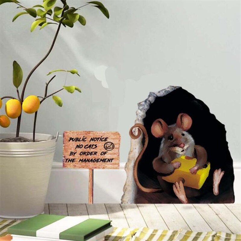 3D Cute Mouse Stereo Wall Sticker, Home Decoration, PVC Sticker Pattern Single-piece Package Modern
