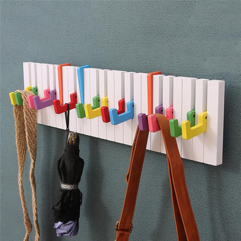 Perchero de madera Estilo de Piano para colgar en la pared, estante para decoración, colgador magnético, gancho de almacenamiento de anillo