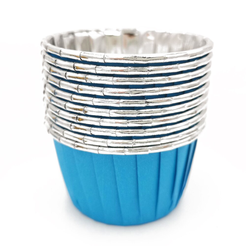 50 stk/pakke 9 farver muffin cupcake liner kage indpakning bagning kop bakke sag kage papir kopper wienerbrød værktøj festartikler: Blå flis