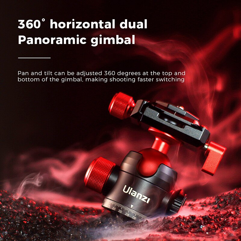 Ulanzi-Mini cabezal de bola de Metal para fotografía soporte esférico de doble zapata fría inclinable, cabezal de trípode, cabezal de trípode Vlog, accesorios de fotografía