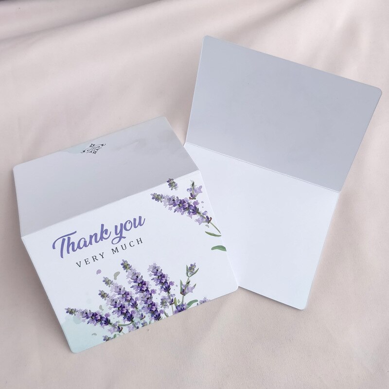 50/100 stk blomster plante foldetype lykønskningskort takkekort bryllup fødselsdagsfest invitationer blomsterbutik tomme kort: Lavendel tak / 50 stk
