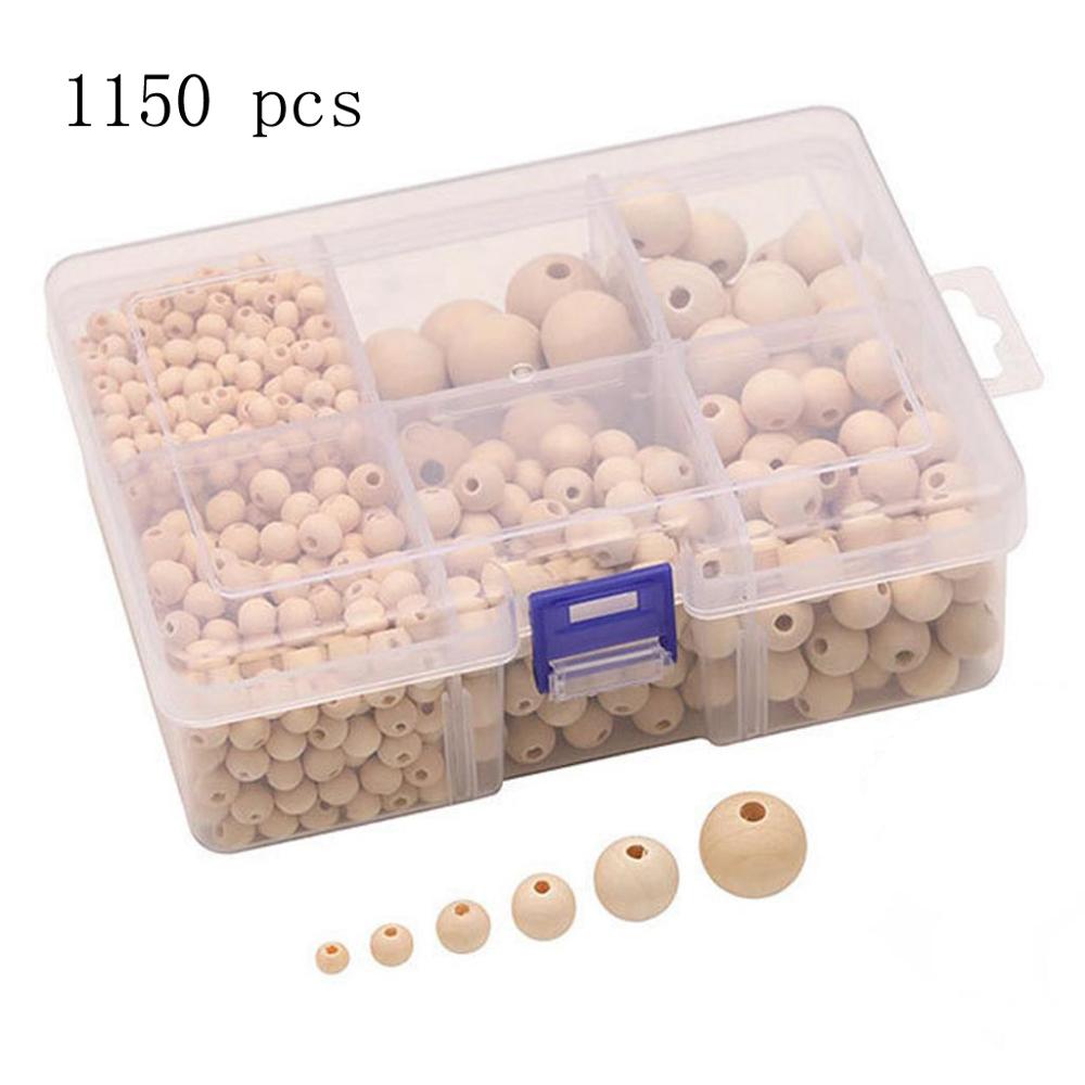 1150pcs Natural Wooden Beads Loose Bracelet Necklace Making Spacer Charms Ball Bead for Jewelry Making Macrame Farmhouse Decor