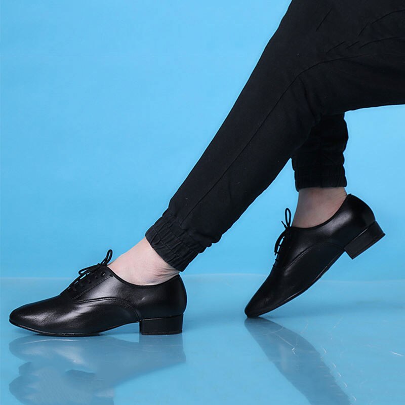 Echt Leer Mannen Salsa Latin Dansschoenen Zwarte Zachte Zool Outdoor Jongen Moderne Ballroom Tango Dansen Schoenen Maat 38- 45 Hakken 3 Cm