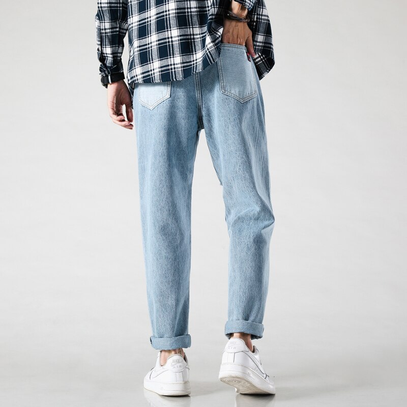 Primavera proprietà nuovi jeans strappati da uomo jeans alla caviglia moda dritto giapponese casuale harem denim pantaloni pantaloni corti maschili