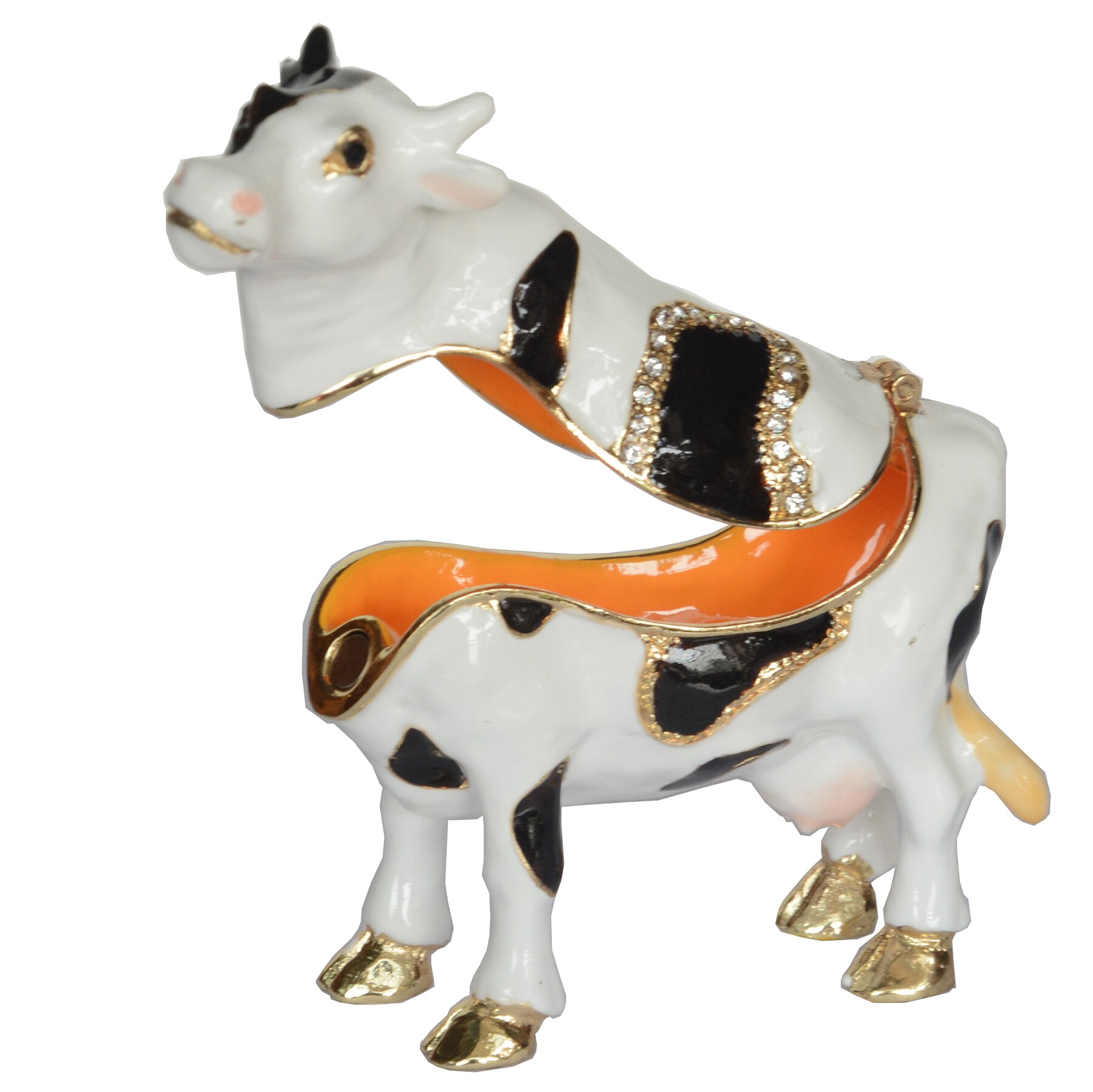 Boîte à bibelots de vache noire blanche | Boîte à bijoux en métal, porte-anneau Miniature de vache, pour elle