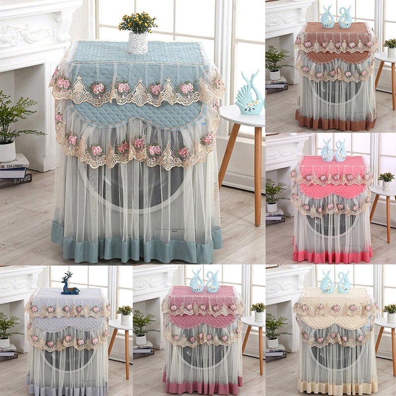Lace Ruffle Floral Washing Machine Dust Cover Protection Front Durable Soft Home lace proof Case Washing Machine Protective Dust